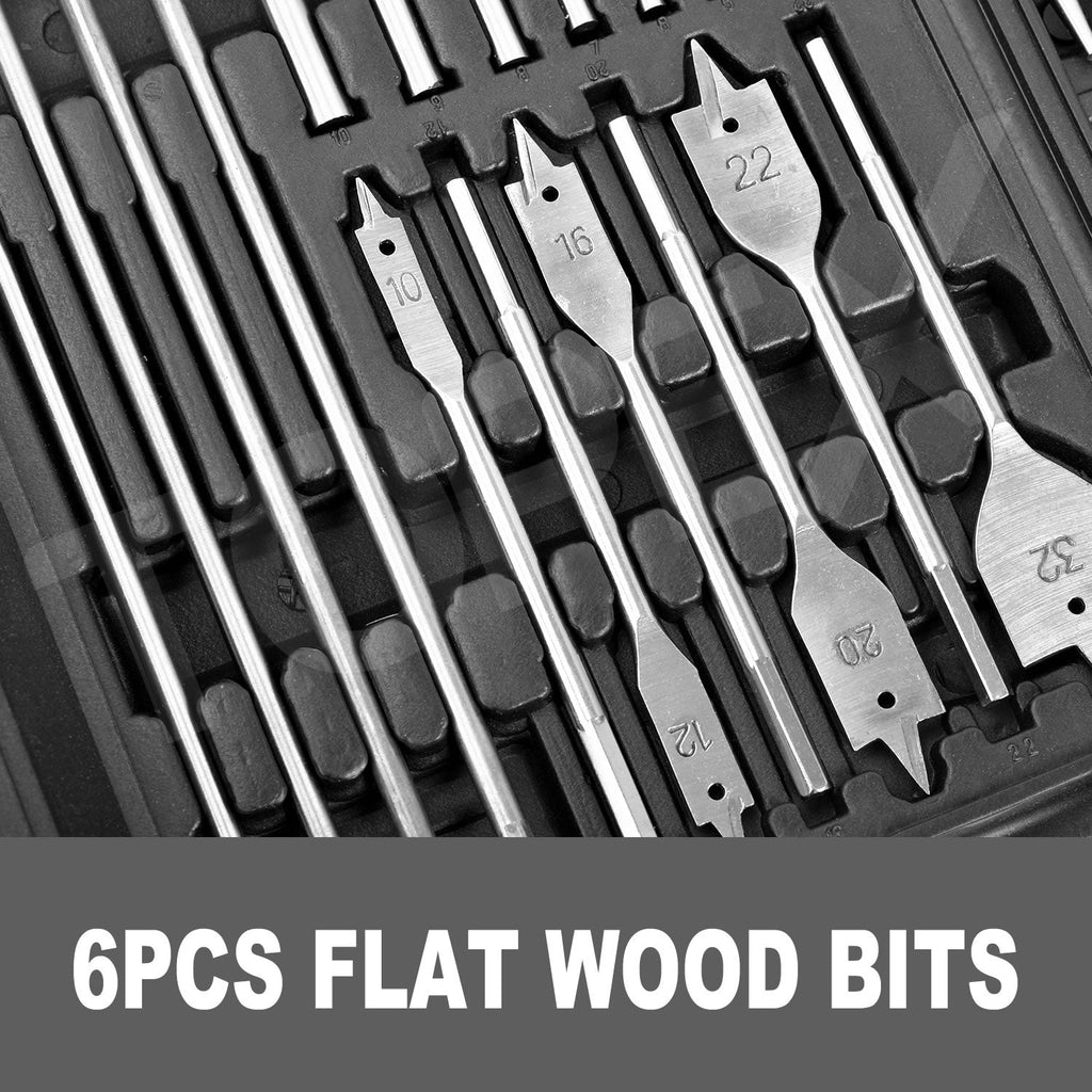 TOPEX 204PC Combination Titanium Drill Bit Set Screw Bits for Metal Wood Masonry