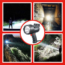Load image into Gallery viewer, TOPEX Rechargeable Spotlight with 1000 Lumen Cree LED, IP67 Waterproof Handheld Flashlight Searchlight with Detachable Red Light Filter