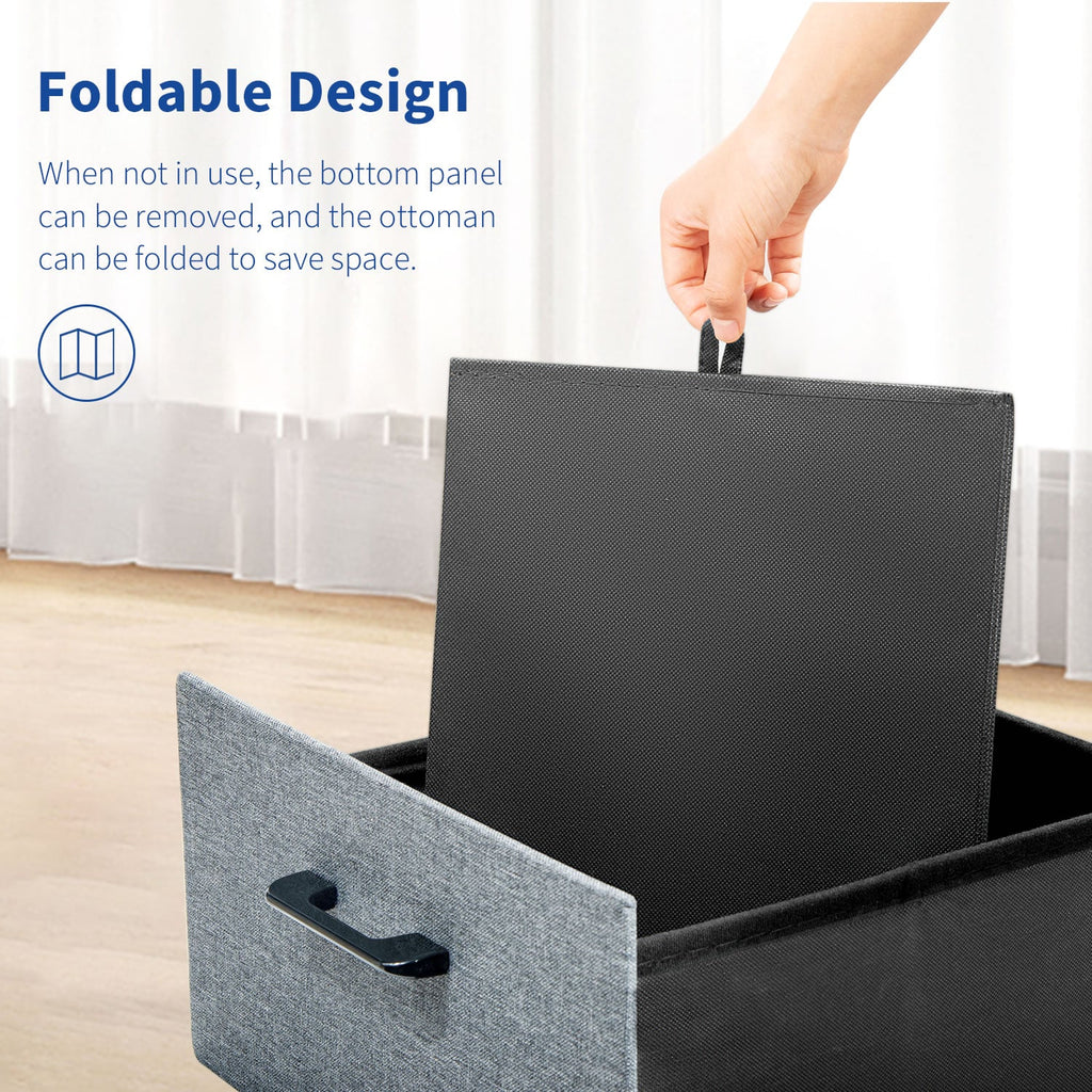 Stelive Folding Ottoman Storage Cube Footstool With Drawer Stool Blanket Box Oxford Linen 40x40x40cm