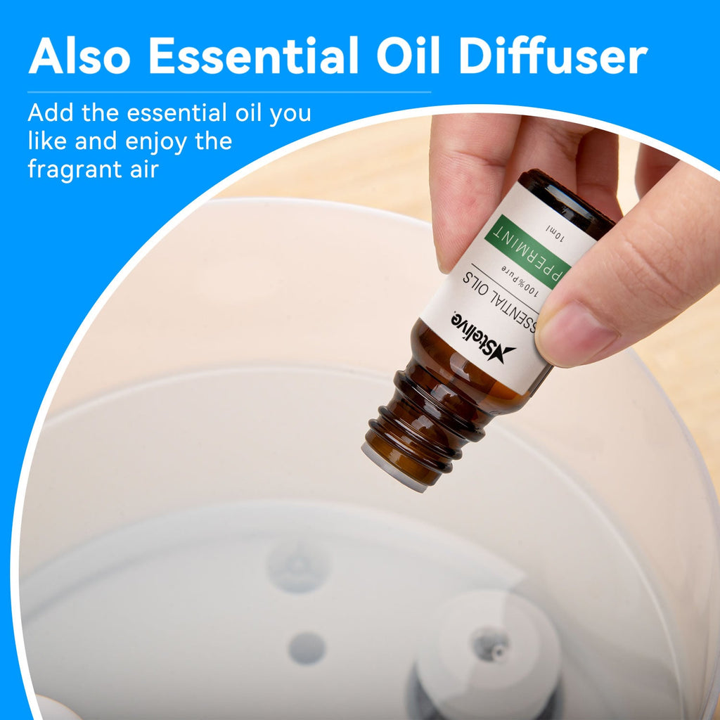 Stelive 2.5L Humidifier for Bedroom Children's Room, Cool Mist Humidifier and Essential Oil Diffuser Combo, Top Fill Humidifier for Baby, Home, Plant