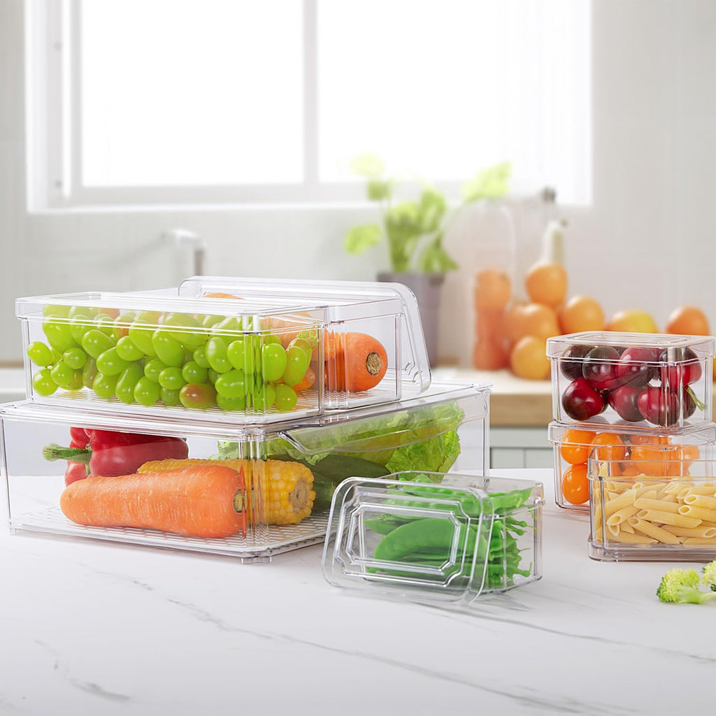 Stelive 10-Piece Stackable Fridge Organizer Bins with Lids – BPA-Free Refrigerator Food Storage Containers