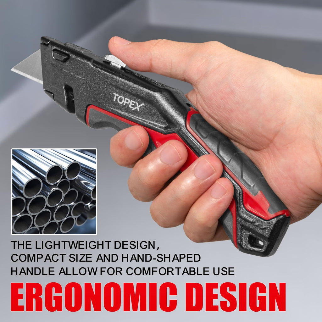 TOPEX Deluxe Folding Utility Knife 2 Piece Lock Back Auto Load Total 58 Blades