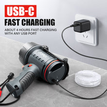 Load image into Gallery viewer, TOPEX Rechargeable Spotlight with 1000 Lumen Cree LED, IP67 Waterproof Handheld Flashlight Searchlight with Detachable Red Light Filter