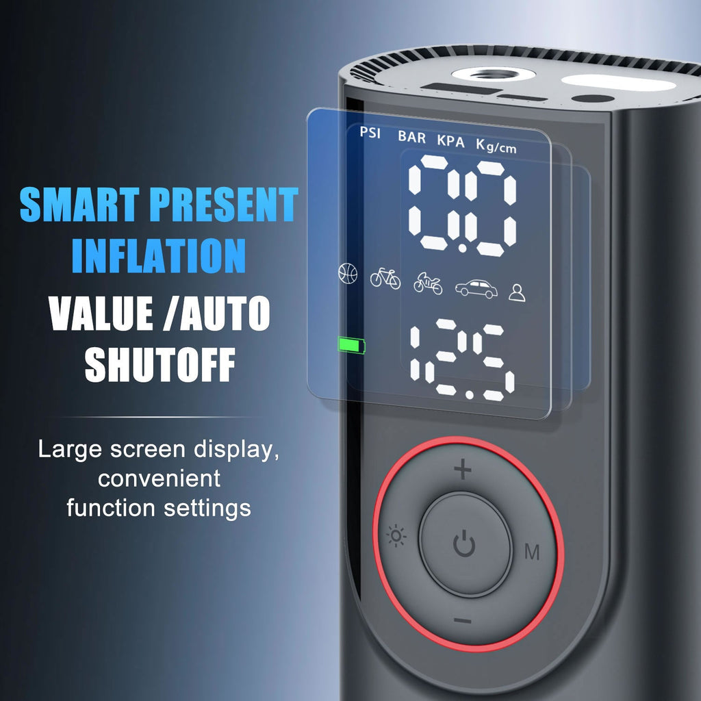 TOPEX 12V Car Tyre Inflator Portable Air Compressor Cordless Air Pump 150PSI Air Pump Dual Power Electric Tyre Pump for Car/ Motorcycle/ Bike/ Ball/ Custom