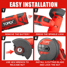 Load image into Gallery viewer, TOPEX 12V Cordless Angle Grinder Skin Only without Battery,with 2 Polishing disc &amp; 1 Wrench for Metal and Wood