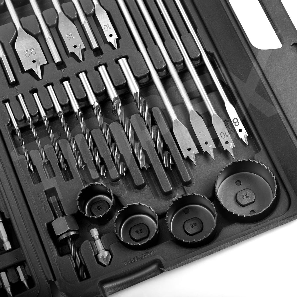 TOPEX 204PC Combination Titanium Drill Bit Set Screw Bits for Metal Wood Masonry