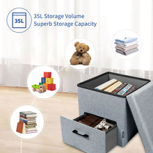 Load image into Gallery viewer, Stelive Folding Ottoman Storage Cube Footstool With Drawer Stool Blanket Box Oxford Linen 40x40x40cm