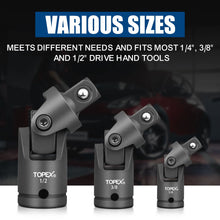 Load image into Gallery viewer, TOPEX 7-piece socket adaptor set 1/4" 3/8" and 1/2" universal joint socket adaptor