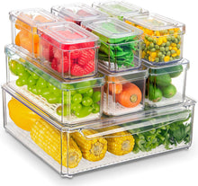 Load image into Gallery viewer, Stelive 10-Piece Stackable Fridge Organizer Bins with Lids – BPA-Free Refrigerator Food Storage Containers