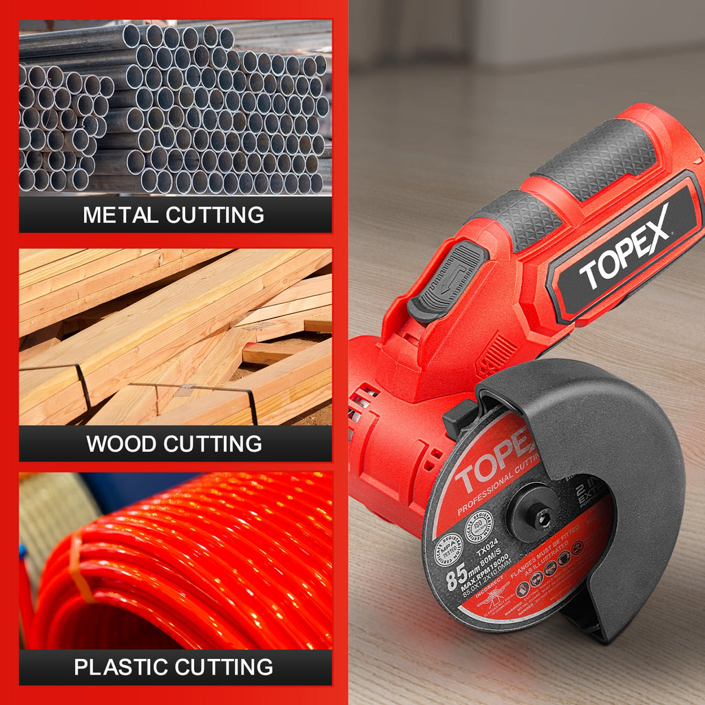 TOPEX 12V Cordless Angle Grinder Skin Only without Battery,with 2 Polishing disc & 1 Wrench for Metal and Wood
