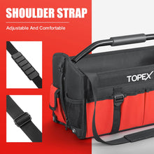 Load image into Gallery viewer, TOPEX 16 Inch Tool Bag, Multi-pocket Tool Organiser, High Bearing Wide Mouth Tool Tote Bag with Adjustable Shoulder Strap, Foldable, Rotatable Steel Handle
