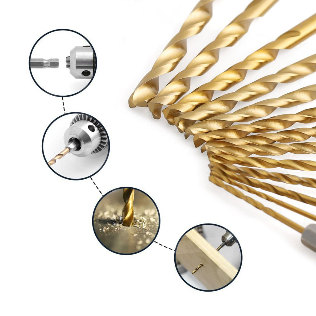 TOPEX 204PC Combination Titanium Drill Bit Set Screw Bits for Metal Wood Masonry