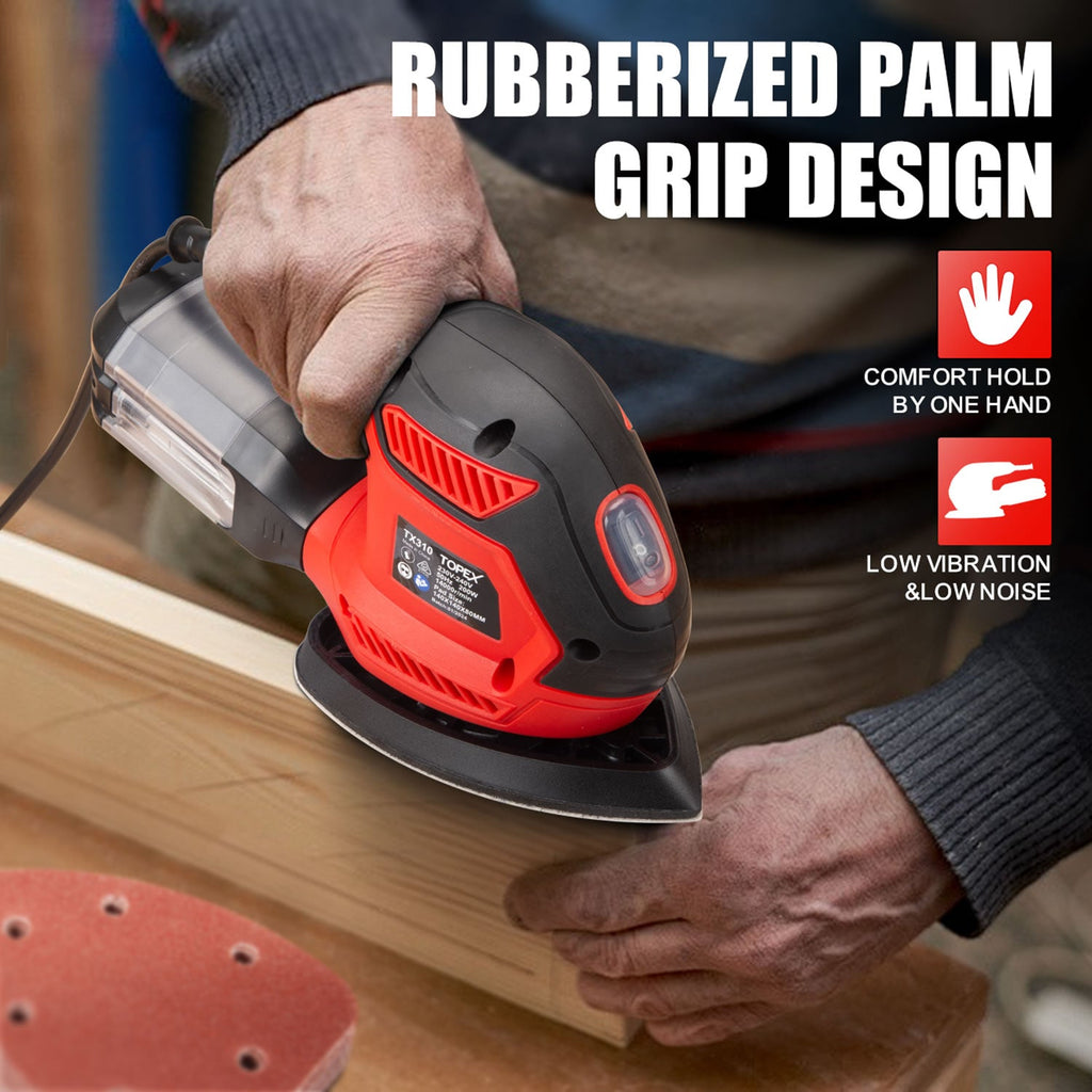 TOPEX 200w Electric Detail Sander with Sandpaper Polisher&Dust Box Small Triangular Palm Sander