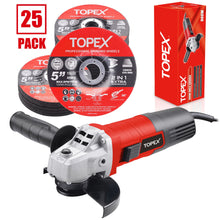 Load image into Gallery viewer, TOPEX Heavy Duty 900W 125mm 5'' Angle Grinder w/ 25PCs 5" Grinding Wheels