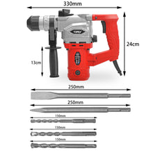 Load image into Gallery viewer, TOPEX 1010W SDS+ Rotary Hammer Drill Demolition Jack Hammer Kit w/ Chisels Drill