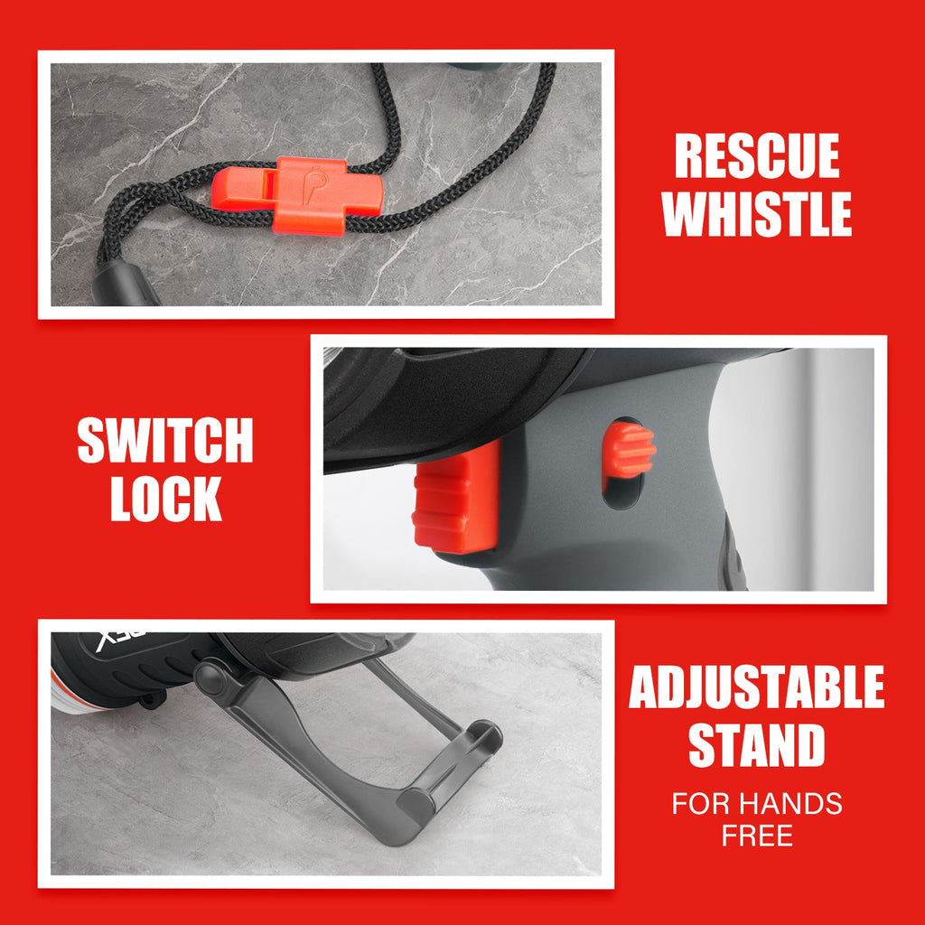 TOPEX Rechargeable Spotlight with 1000 Lumen Cree LED, IP67 Waterproof Handheld Flashlight Searchlight with Detachable Red Light Filter