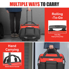 Load image into Gallery viewer, TOPEX 19 Inch Rolling Tool Bag, Tool bag with Wheels, 19 Functional Pockets Tool Organiser, Roomy Storage Tool Tote Bag with Adjustable Telescoping Handle