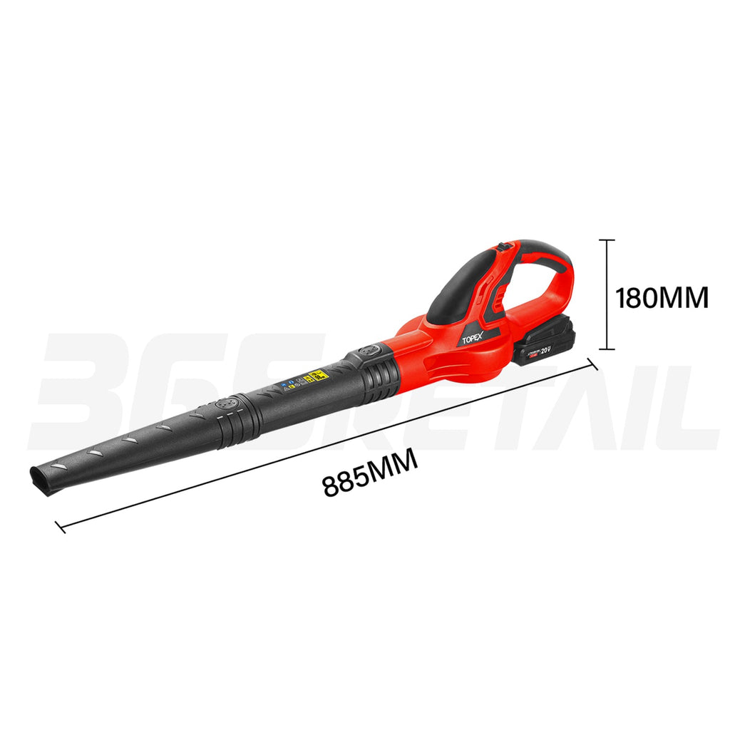 TOPEX 20V MAX Cordless Leaf Blower 1.5Ah Battery 200km/h