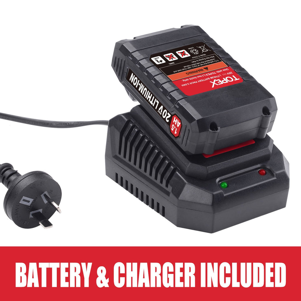 TOPEX 20V Max Lithium Cordless Rotary Hammer Drill Kit w/Battery Charger Bits