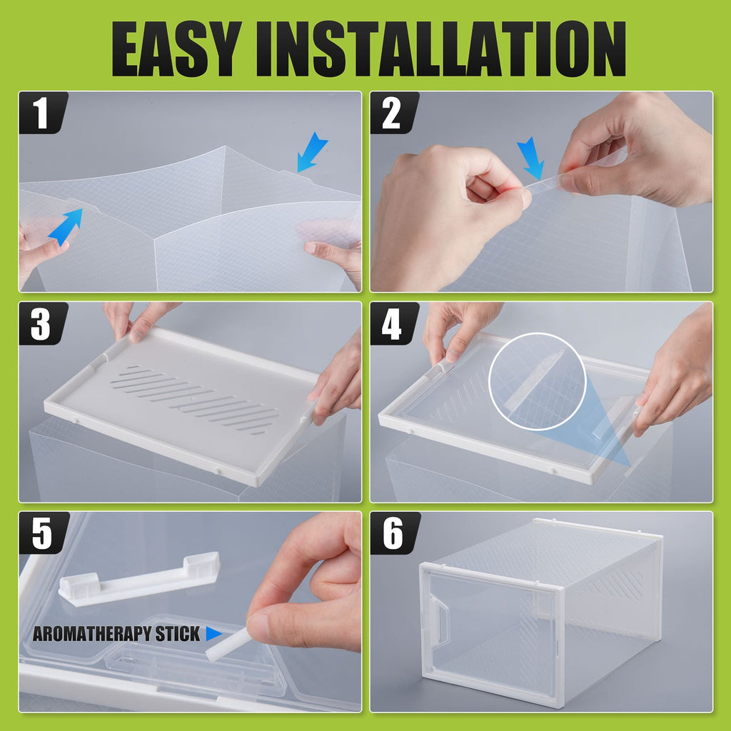 Stelive 12PCS Shoe Display Box Shoe Box Storage Containers Stackable Shoe Storage Box 33x25.4x18.6cm